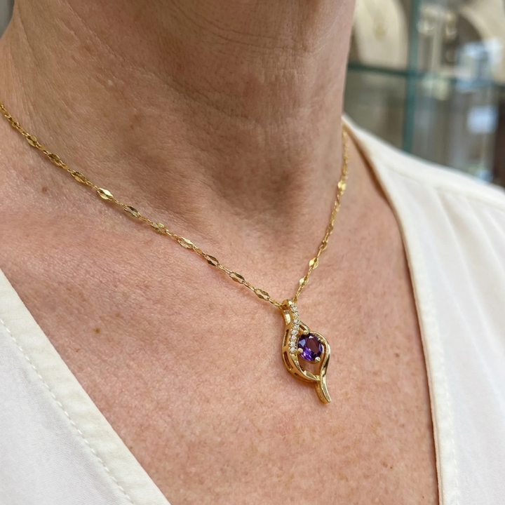 Vespera Amethyst Swirl Halskette | Gold