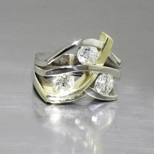 Vintage Ring in Gold und Silber mit Zirkon