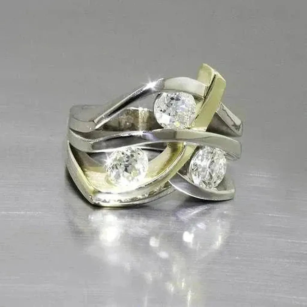Vintage-Ring in Gold und Weissgold mit Brillanten