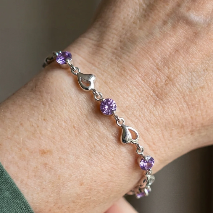 Violettes Herz Halskette | Weissgold