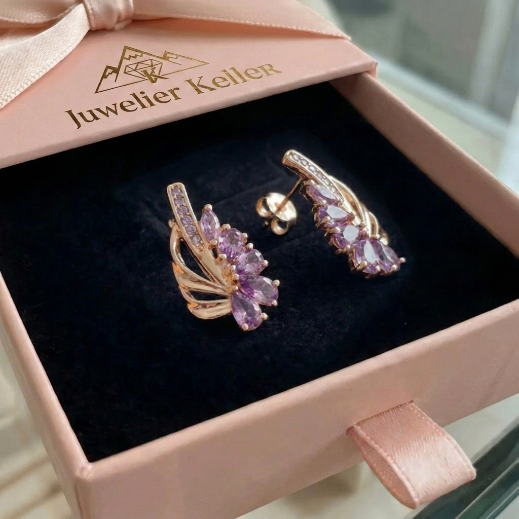 Viorelle Amethyst Flügel Ohrringe | Roségold
