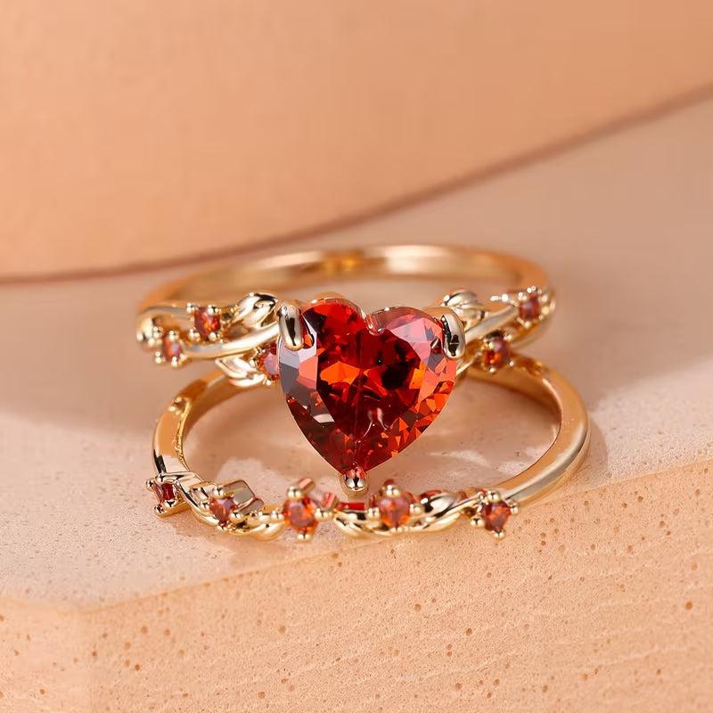 Redvine Herz Akzent Ring Set | Gold