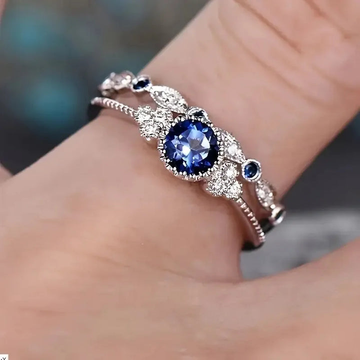 Sapphriel Kronenring-Set | Weissgold