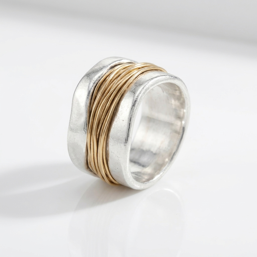 Silberring mit Goldfäden